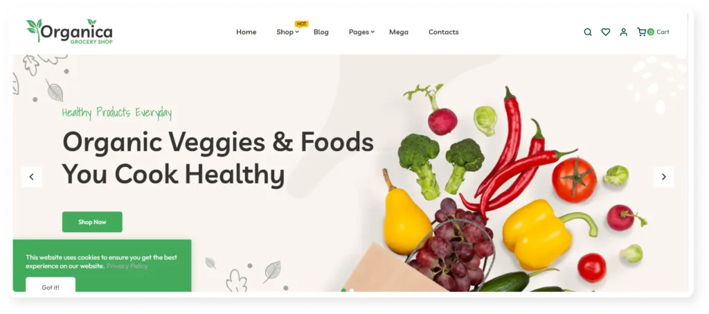 Organica - Best 15 grocery shopify stores 2024